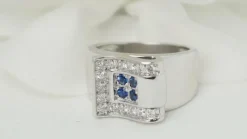 Bague Or blanc Saphirs Diamants