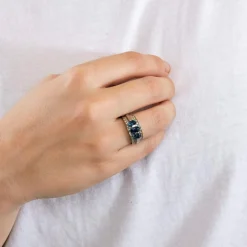 Bague Or Blanc Saphirs Diamants