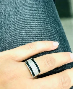 Bague or blanc saphirs et diamants