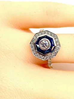 Bague Or blanc Saphirs et Diamants