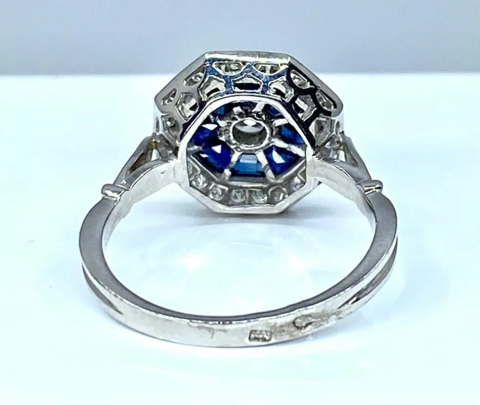Bague Or blanc Saphirs et Diamants