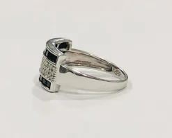 Bague or blanc saphirs et diamants