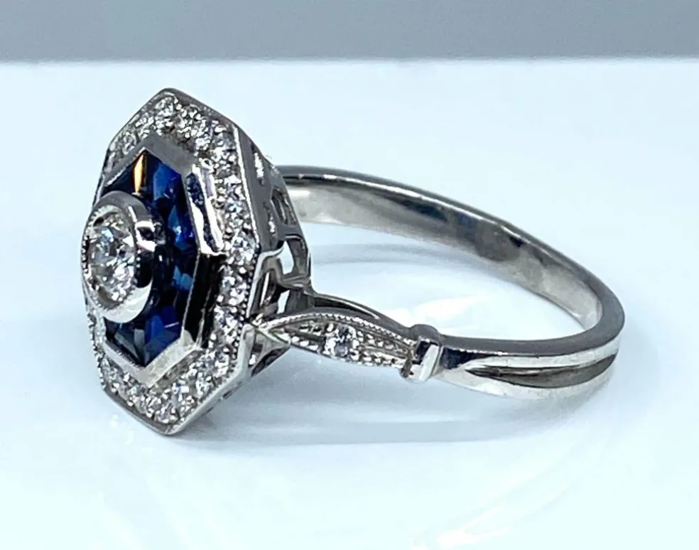 Bague Or blanc Saphirs et Diamants