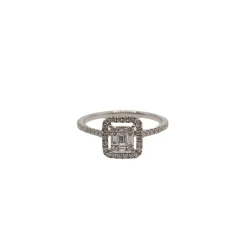 Bague or blanc sertie de diamants baguettes