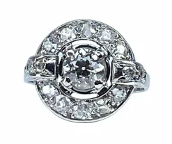 Bague or blanc sertie de diamants, époque 1900/1930