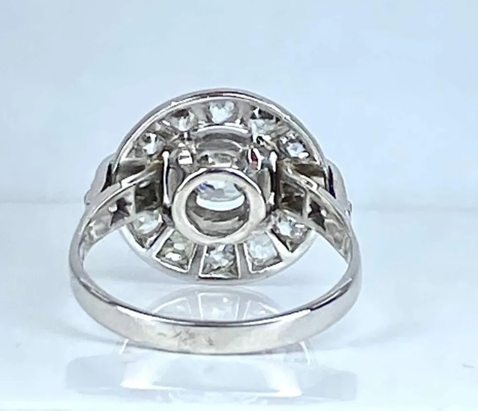 Bague or blanc sertie de diamants, époque 1900/1930