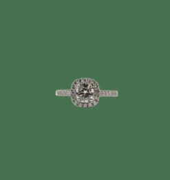 Bague or blanc sertie d'un diamant GIA et diamants naturels