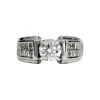 Bague or blanc solitaire accompagné
