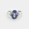 Bague or blanc tanzanite diamants