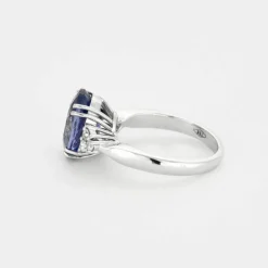 Bague or blanc tanzanite diamants