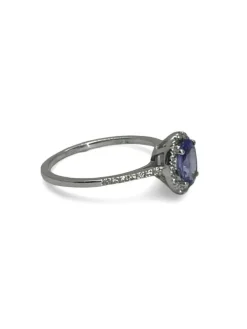Bague or blanc Tanzanites et Diamants