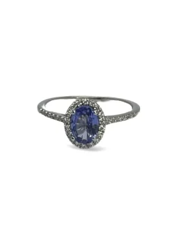 Bague or blanc Tanzanites et Diamants
