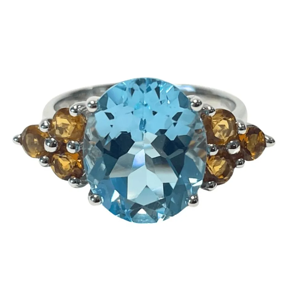 Bague Or blanc Topaze Citrine