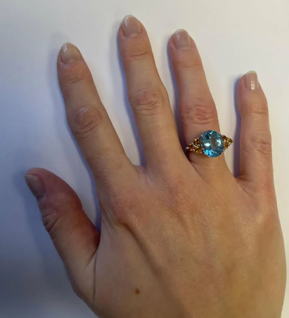 Bague Or blanc Topaze Citrine
