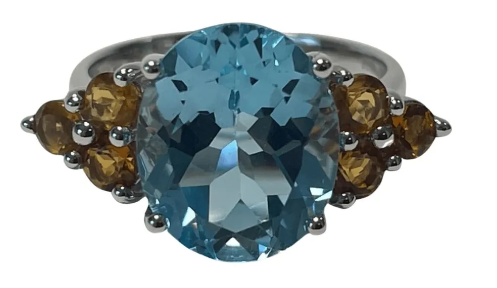 Bague Or blanc Topaze Citrine