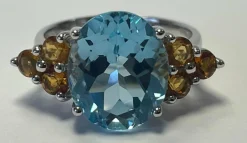 Bague Or blanc Topaze Citrine