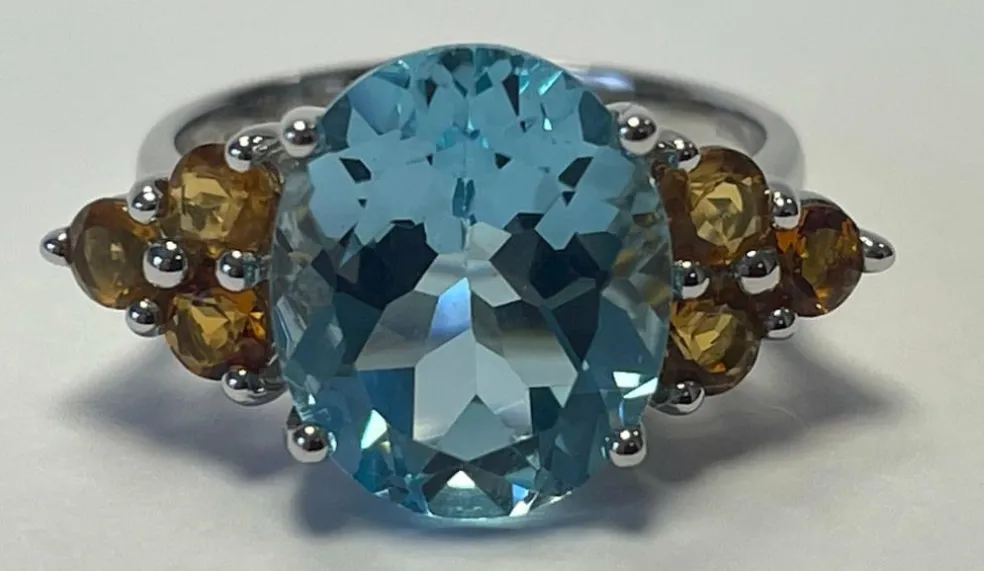 Bague Or blanc Topaze Citrine