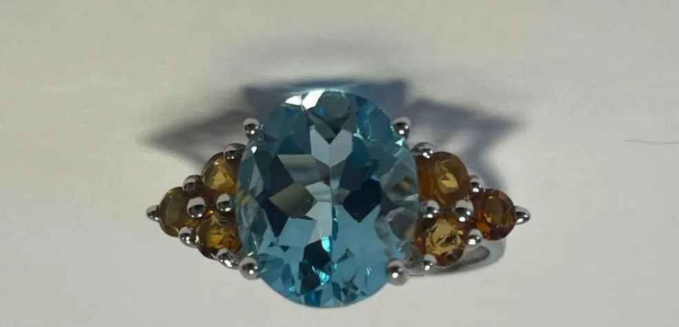 Bague Or blanc Topaze Citrine
