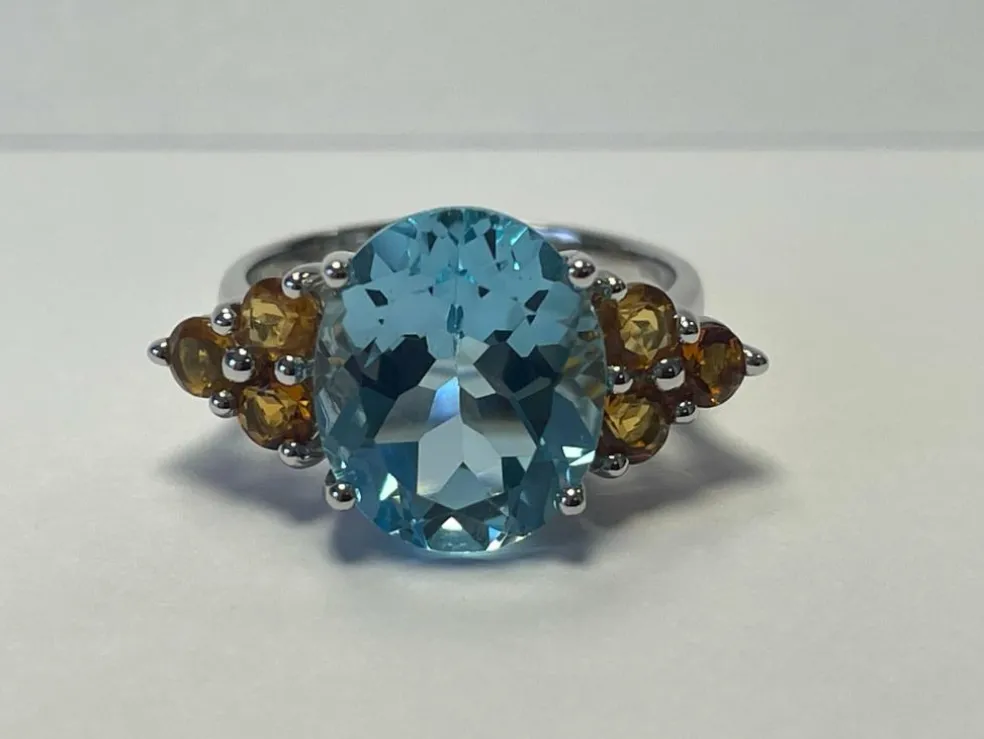 Bague Or blanc Topaze Citrine
