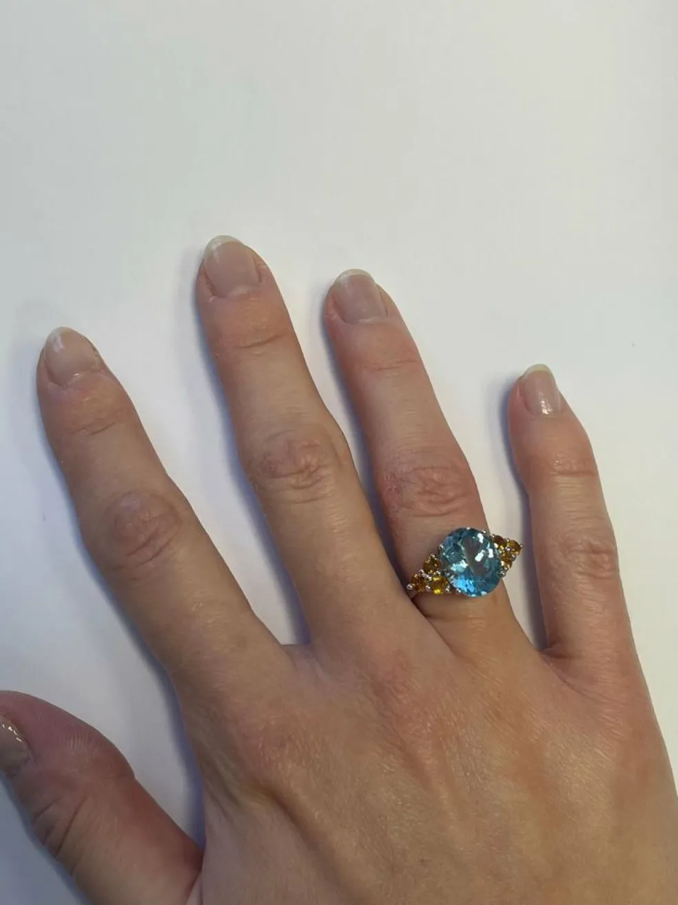 Bague Or blanc Topaze Citrine