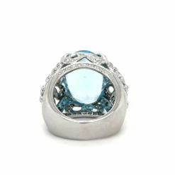 Bague or blanc topaze et diamants
