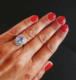 Bague Or blanc, Topazes & pierres blanches