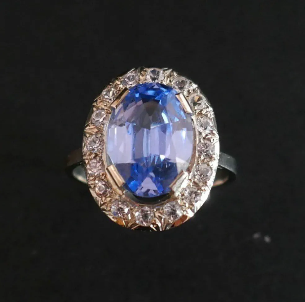 Bague Or blanc, Topazes & pierres blanches