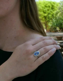 Bague Or blanc, Topazes & pierres blanches