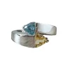 Bague or blanc tourmalines bleue et jaune