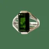 Bague or blanc tourmaline verte