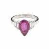 Bague Or blanc Tourmaline poire Diamants