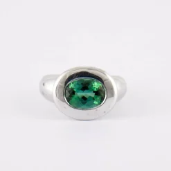 Bague or blanc, tourmaline