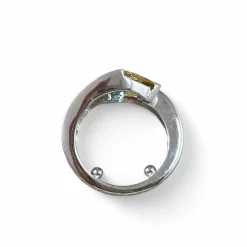 Bague or blanc tourmalines bleue et jaune