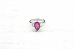Bague Or blanc Tourmaline poire Diamants
