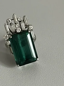 Bague Or blanc Tourmaline Diamants