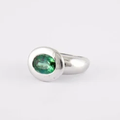 Bague or blanc, tourmaline