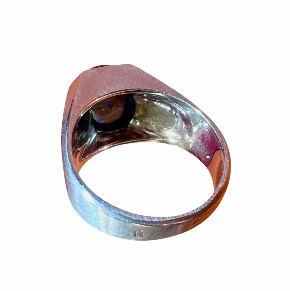 Bague or blanc tourmaline bleue