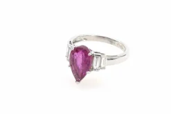 Bague Or blanc Tourmaline poire Diamants