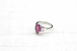 Bague Or blanc Tourmaline poire Diamants