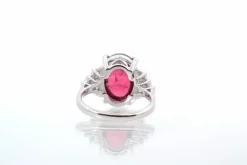 Bague Or blanc Tourmaline cabochon Diamants