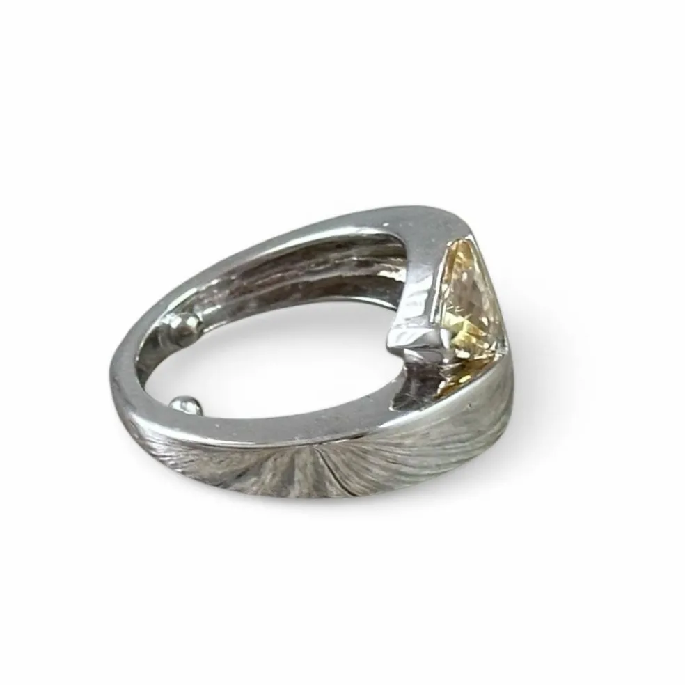 Bague or blanc tourmalines bleue et jaune