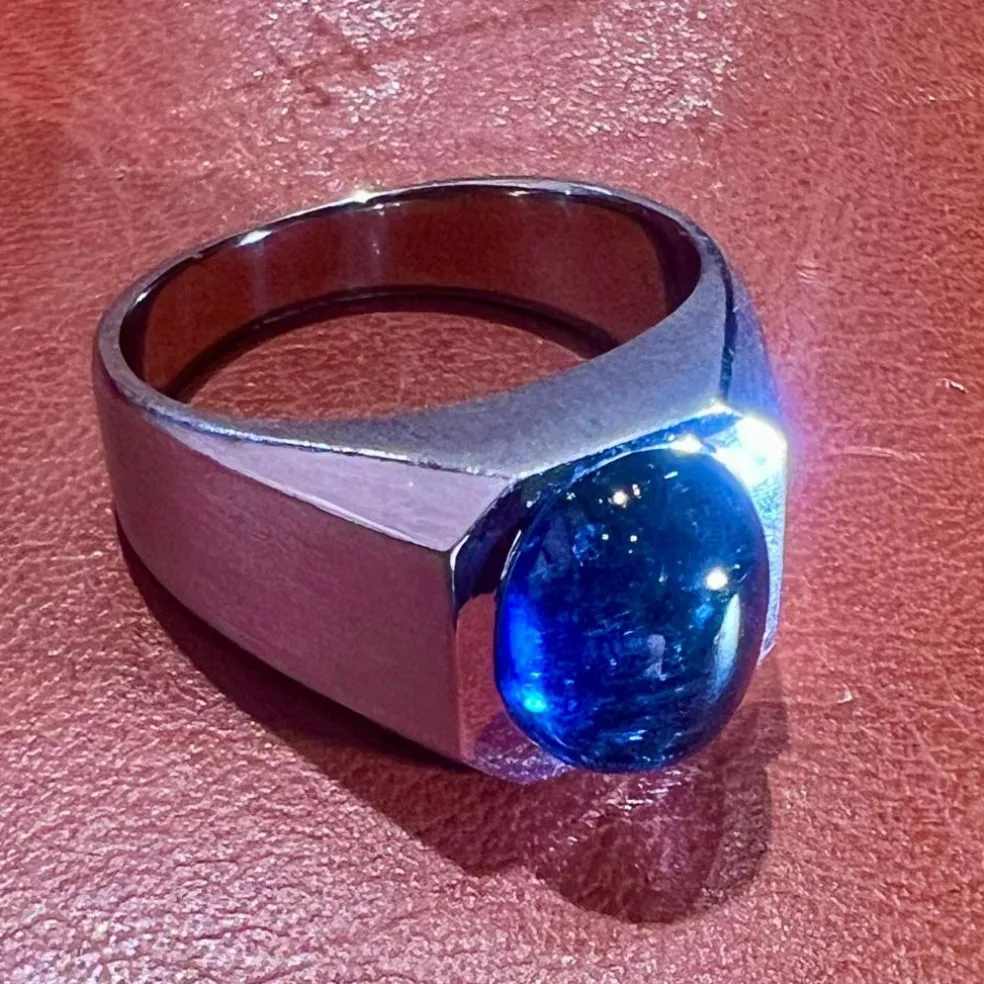 Bague or blanc tourmaline bleue