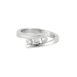 Bague or blanc trilogie diamants