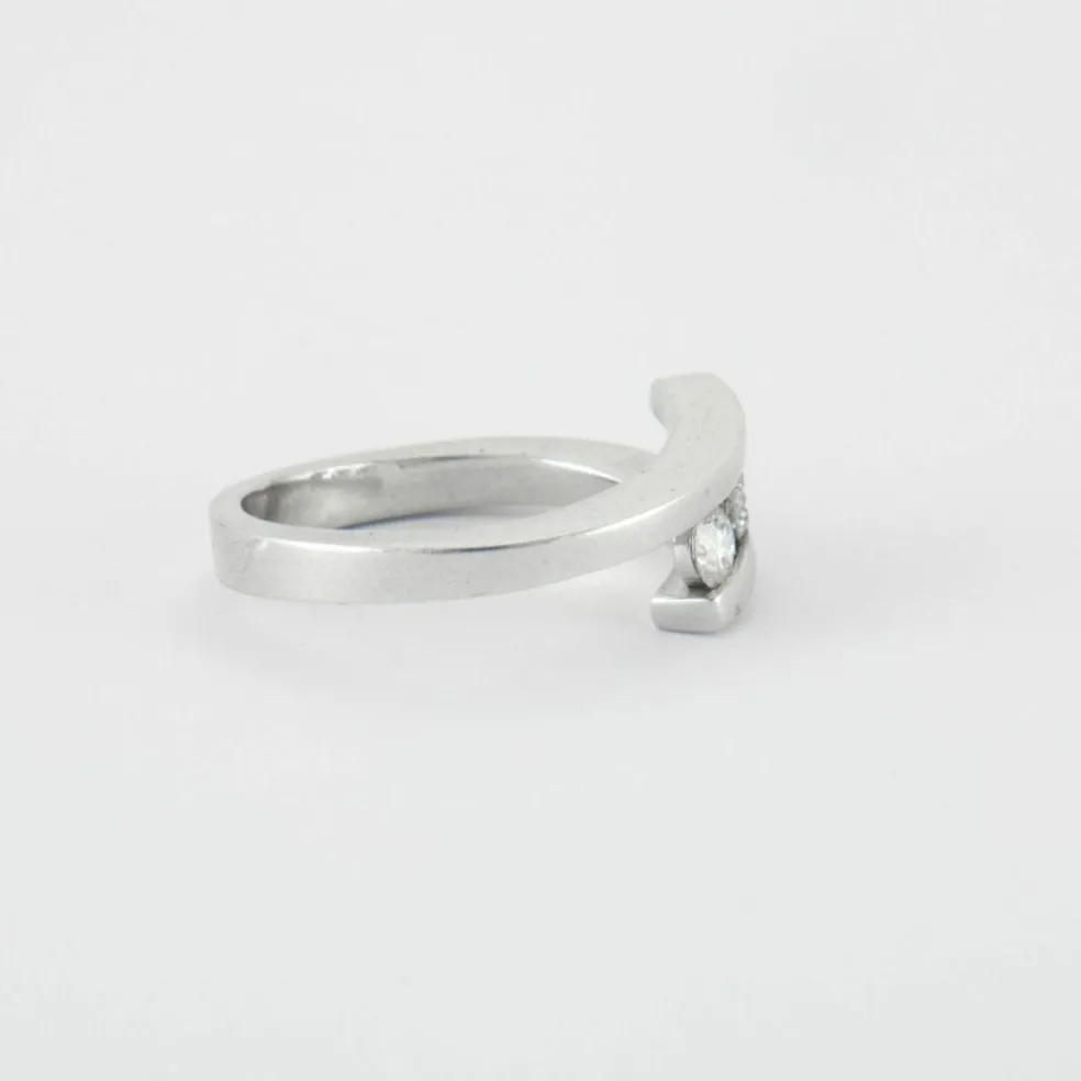 Bague or blanc trilogie diamants