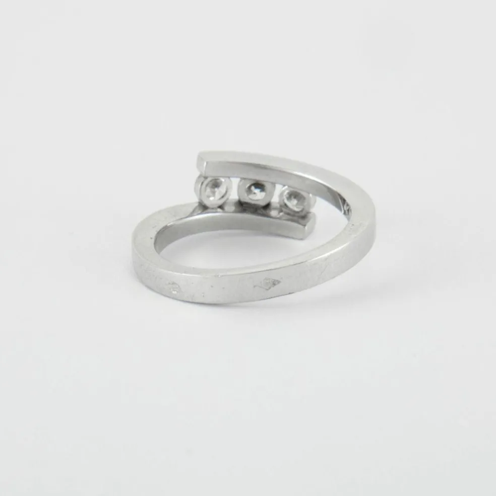 Bague or blanc trilogie diamants