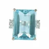 BAGUE OR, DIAMANTS & AIGUE-MARINE
