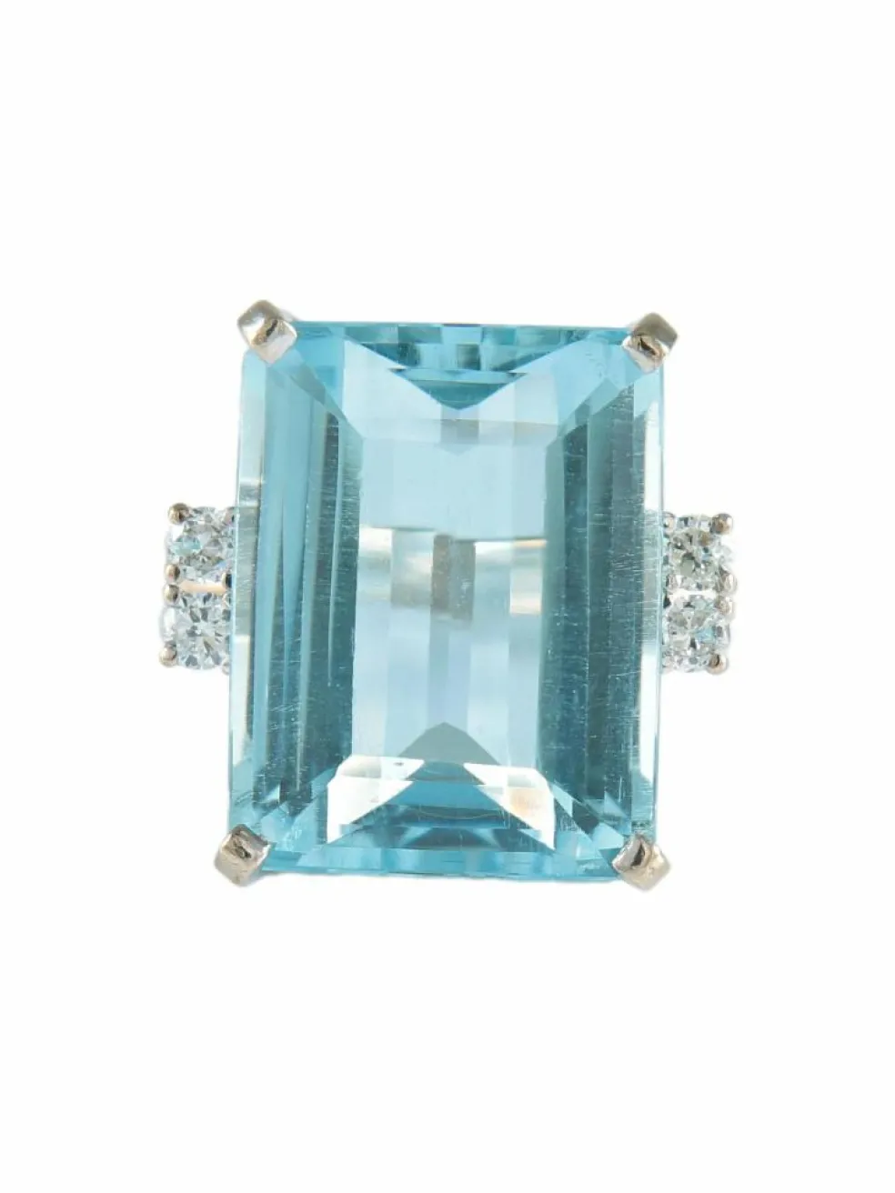 BAGUE OR, DIAMANTS & AIGUE-MARINE