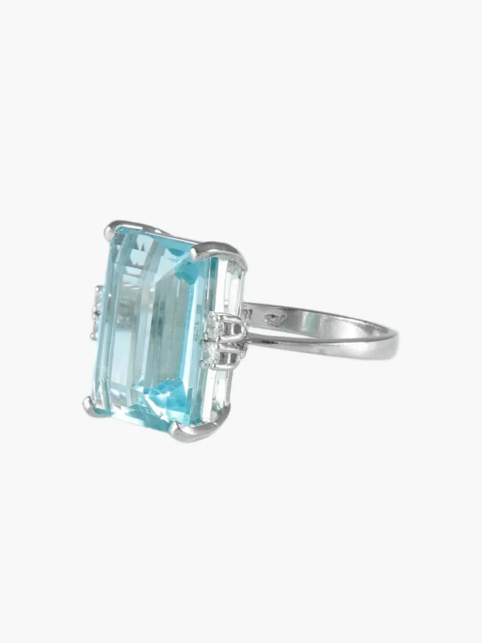 BAGUE OR, DIAMANTS & AIGUE-MARINE