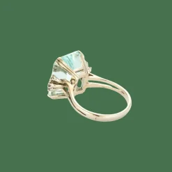 BAGUE OR, DIAMANTS & AIGUE-MARINE.