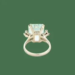 BAGUE OR, DIAMANTS & AIGUE-MARINE.